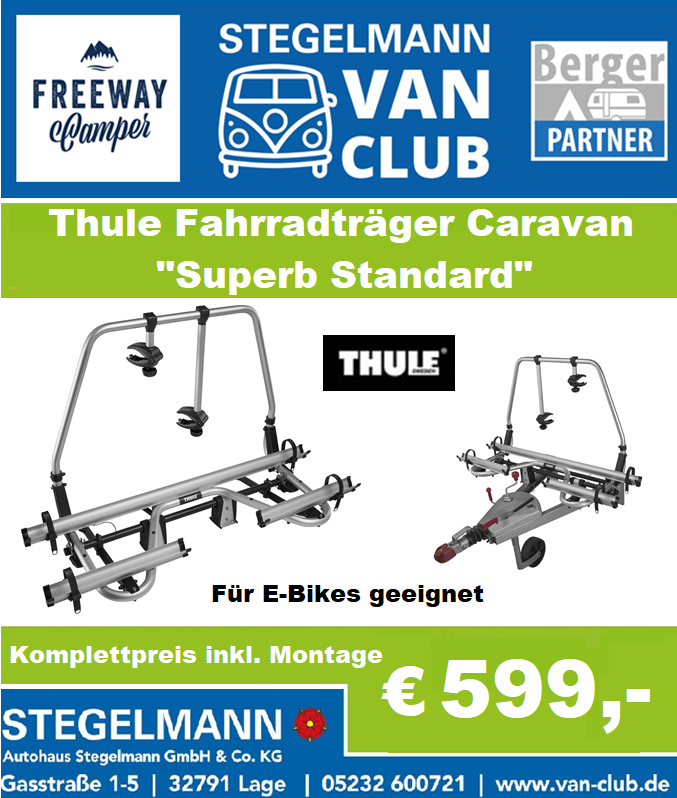 THULE 2ér Fahrradträger für die Deichsel  "Caravan Superb Standard" inkl. Montage zum Komplettpreis