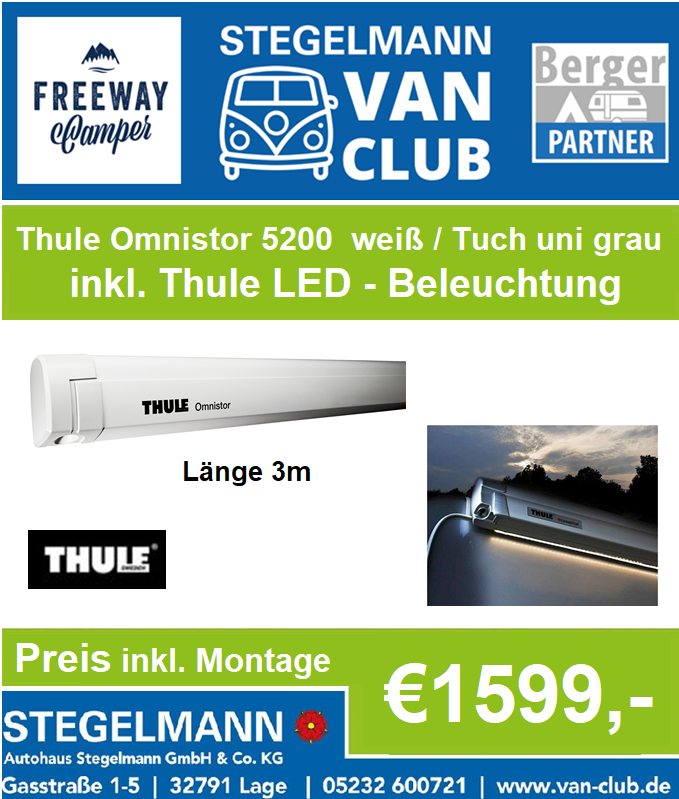 THULE OMNISTOR 3m MARKISE INKL. LED BELEUCHTUNG UND MONTAGE